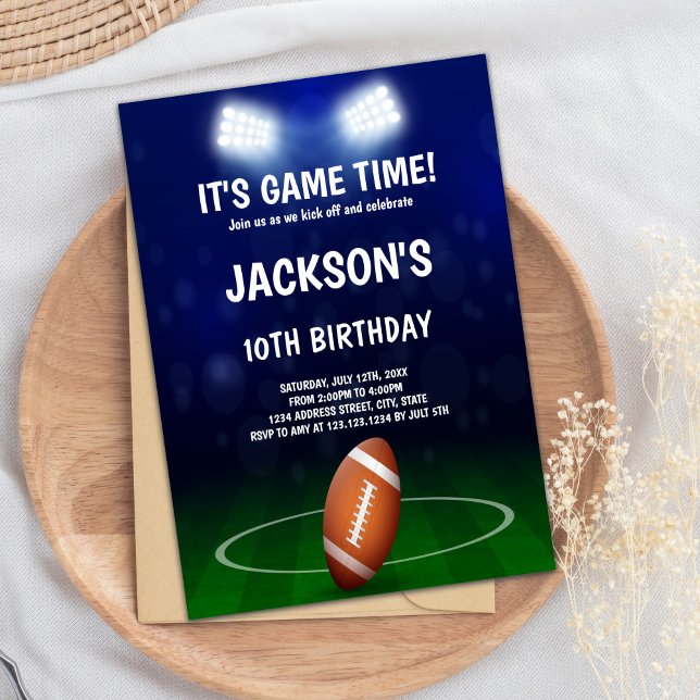 Grönt och blått fotbolls-EM Inbjudningar (Green Blue Football Birthday Invitations)