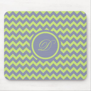 Grönt och blått Grått Retro Chevron Mönster Musmatta