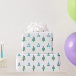 Grönt och blått julgransmönster presentpapper