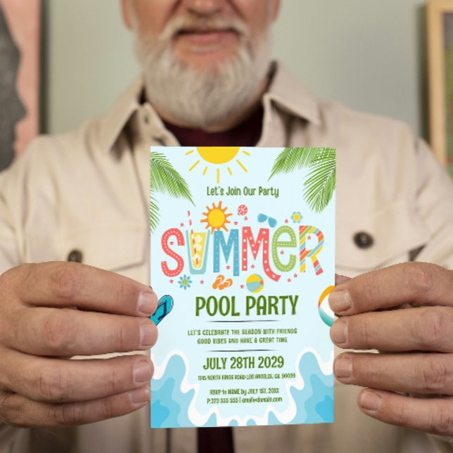 Grönt och blått ljus sommaren bassäng party inbjud inbjudningar (Skapare uppladdad)
