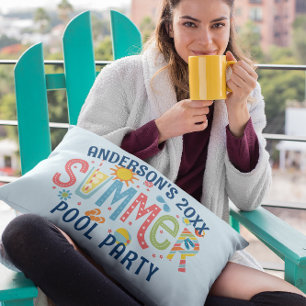Grönt och blått ljus sommaren bassäng party lumbarkudde