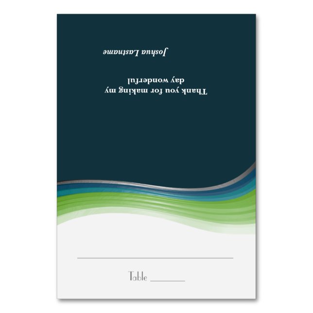 Grönt- och blåvågssittande kort (Framsidan)