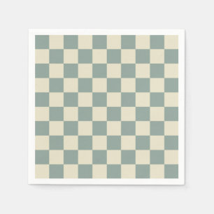 Grönt och Blek Gult Checkboard Pappersservett