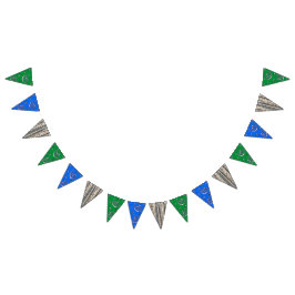 Grönt och Blue Bandanna Wood Mönster Birthday Vimplar