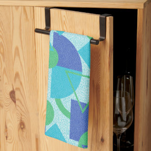 Grönt och Blue Bauhaus Stil Kökshandduk