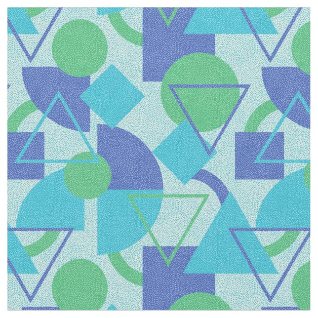 Grönt och Blue Bauhaus Stil Tyg (Närbild)