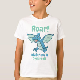 Grönt och Blue Dragon Dinosaur Roar Boy's Birthday T Shirt