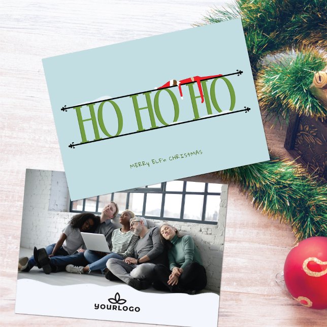 Grönt och Blue Elf Shenanigans Company - jul Julkort (Skapare uppladdad)