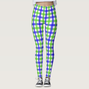Grönt och Blue Gingham Leggings