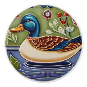 Grönt och Blue Mallard Anka European Folk Animal A Knopp