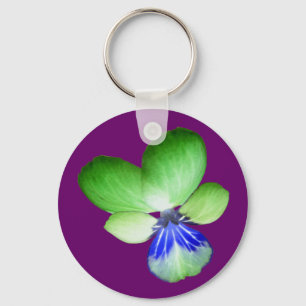 Grönt- och Blue Pansy-nyckelkedja Nyckelring