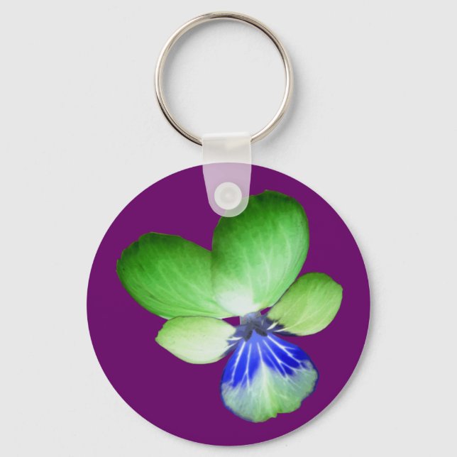 Grönt- och Blue Pansy-nyckelkedja Nyckelring (Framsida)