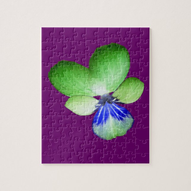 Grönt och Blue Pansy Puzzle Pussel (Vertikal)