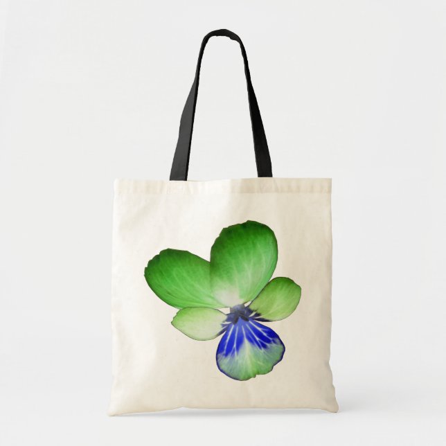 Grönt och Blue Pansy Tote Bag Tygkasse (Framsidan)
