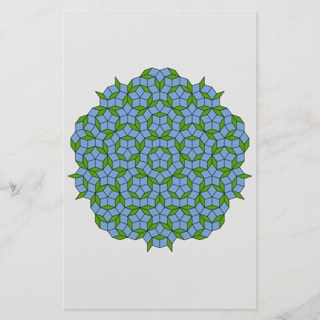 Grönt och Blue Penrose Rhombus Mönster Brevpapper (Framsida)