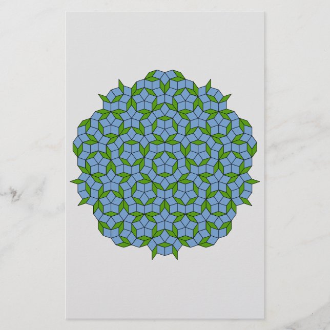 Grönt och Blue Penrose Rhombus Mönster Brevpapper (Framsida)