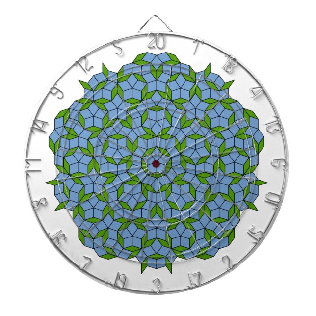 Grönt och Blue Penrose Rhombus Mönster Darttavla (Framsidan)
