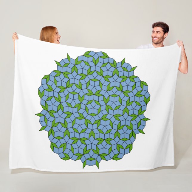 Grönt och Blue Penrose Rhombus Mönster Fleecefilt (På plats)