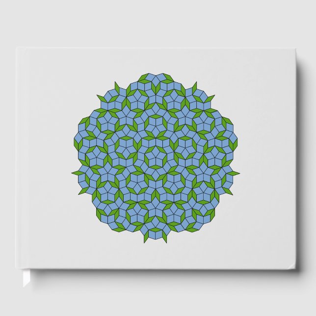 Grönt och Blue Penrose Rhombus Mönster Gästböcker (Framsida)