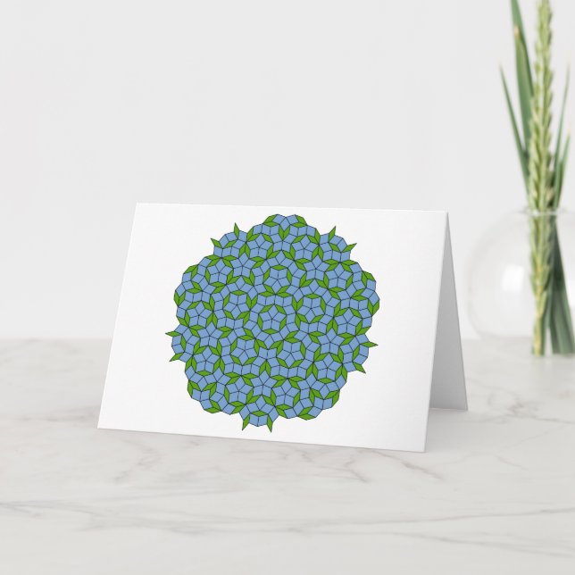 Grönt och Blue Penrose Rhombus Mönster Kort (Framsida)
