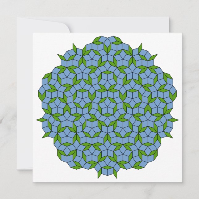Grönt och Blue Penrose Rhombus Mönster Kort (Framsida)