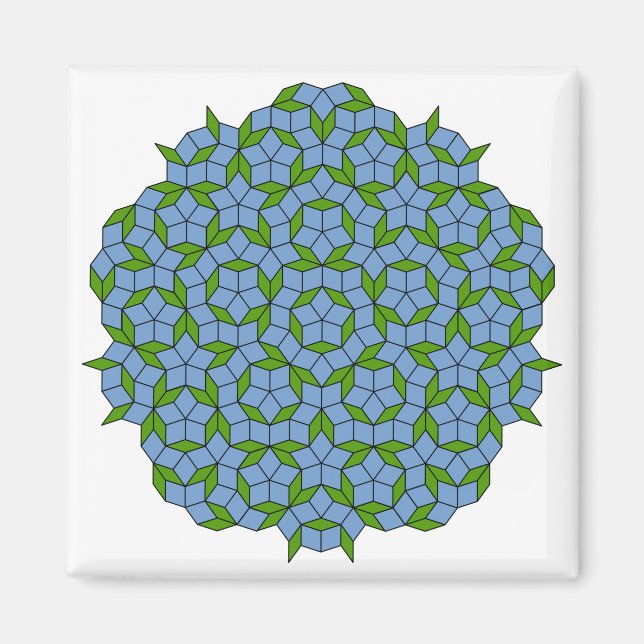 Grönt och Blue Penrose Rhombus Mönster Magnet (Framsidan)