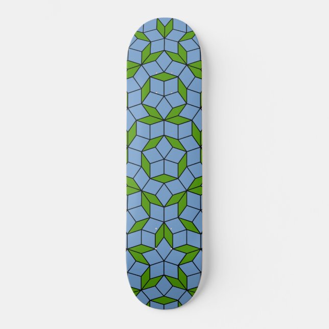 Grönt och Blue Penrose Rhombus Mönster Mini Skateboard Bräda 18,5 Cm (Framsida)