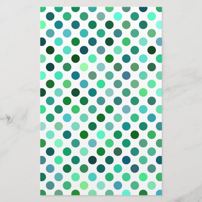 Grönt- och Blue Polka-punkt Brevpapper (Framsida)