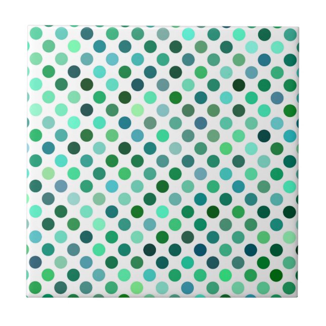 Grönt- och Blue Polka-punkt Kakelplatta (Framsidan)