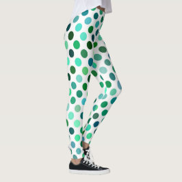 Grönt- och Blue Polka-punkt Leggings
