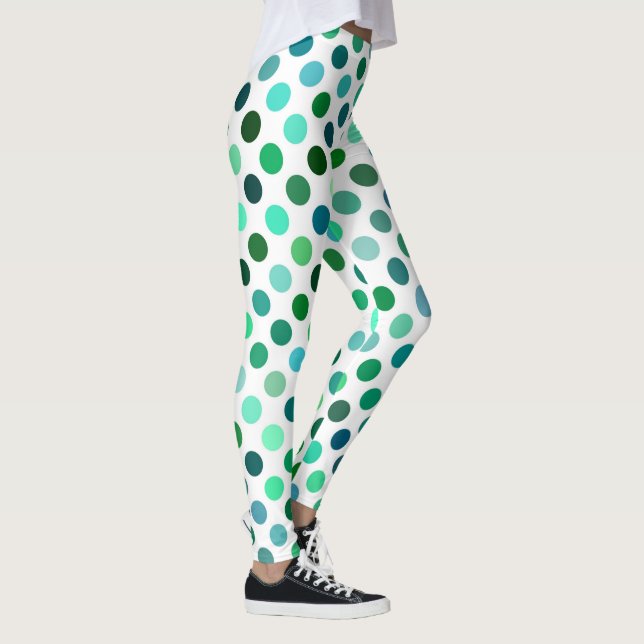 Grönt- och Blue Polka-punkt Leggings (Höger)