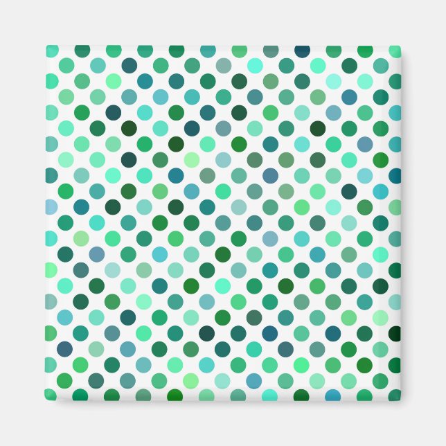 Grönt- och Blue Polka-punkt Magnet (Framsidan)