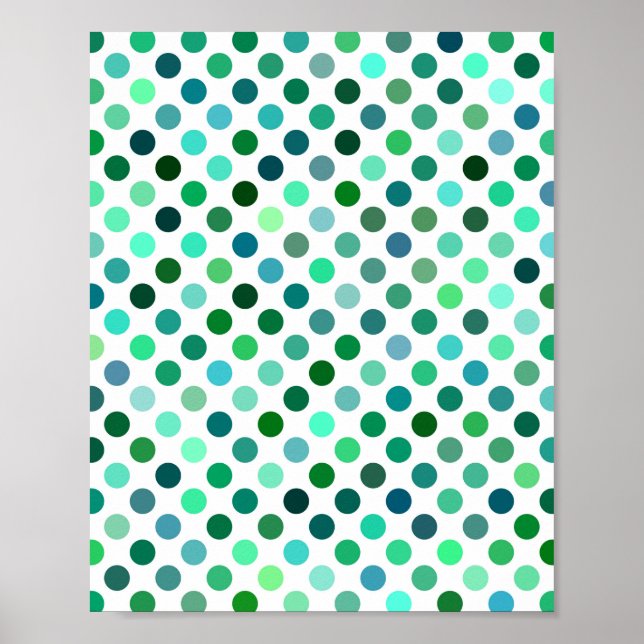 Grönt- och Blue Polka-punkt Poster (Framsidan)