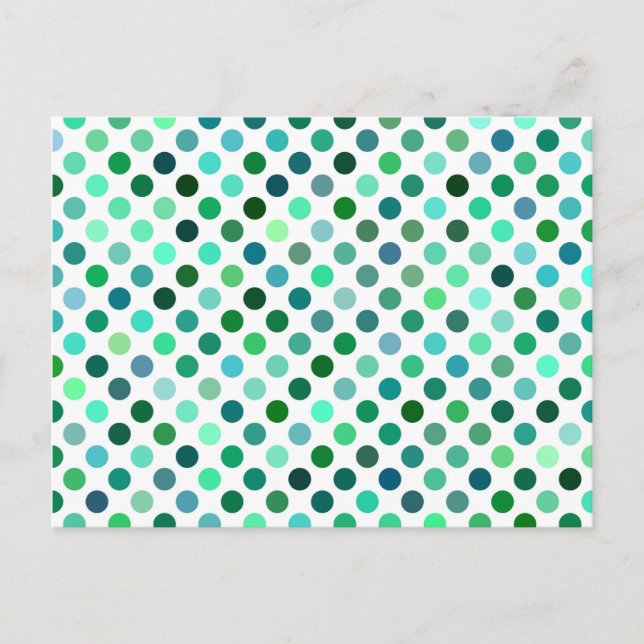 Grönt- och Blue Polka-punkt Vykort (Framsida)