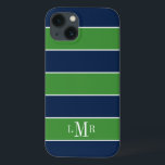 Grönt och Blue Rugby Rand Monogrammed<br><div class="desc">Personligens design har en coola rugby rand mönster och kan vara personlig med ditt monogram,  ditt initialprogram,  namn eller valfri text.</div>