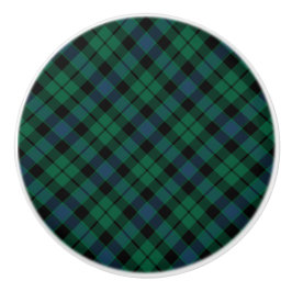 Grönt och Blue Scottish Plade Klan MacKay Tartan Knopp