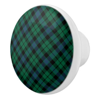 Grönt och Blue Scottish Plade Klan MacKay Tartan Knopp