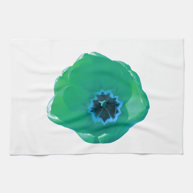 Grönt och Blue Tulip Kitchen Towel Kökshandduk (Horisontell)