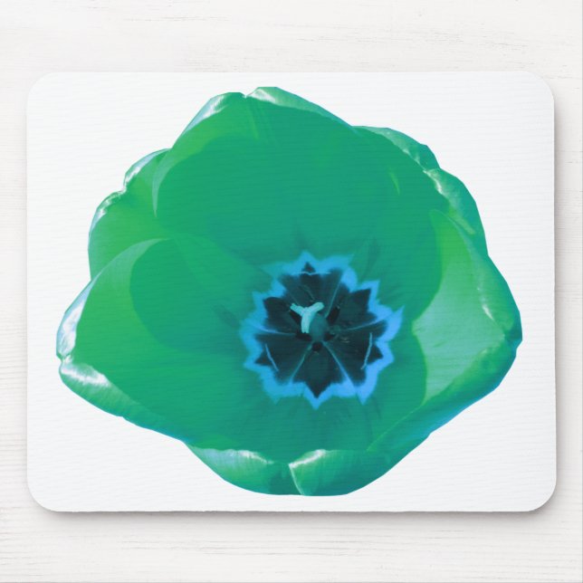 Grönt och Blue Tulip Mousepad Musmatta (Framsidan)