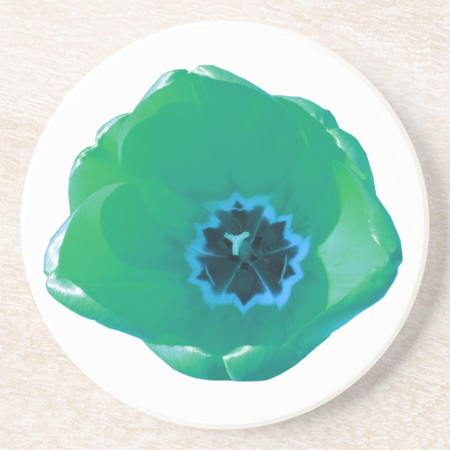 Grönt och Blue Tulip Underlägg Sandsten (Framsidan)