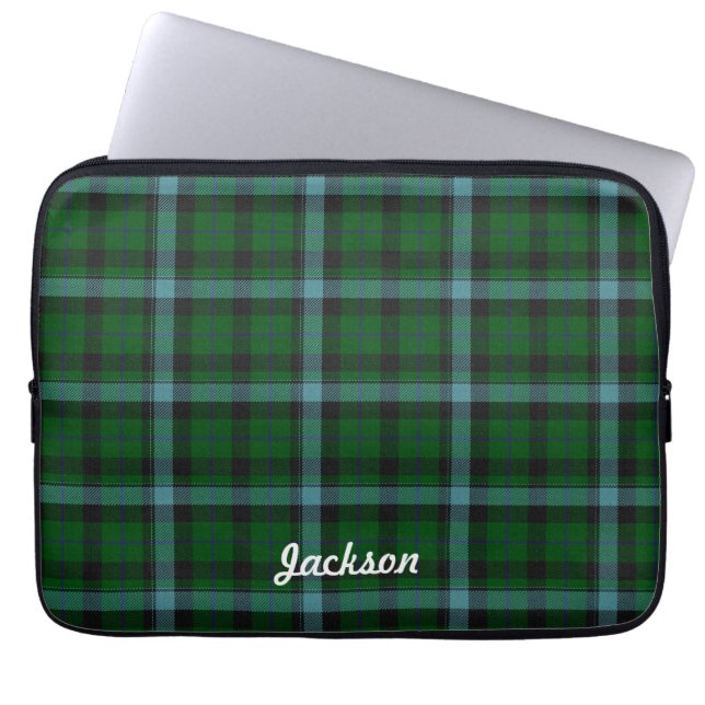 Grönt och Blues Tartan Play Mönster Laptop Fodral (Framsidan)