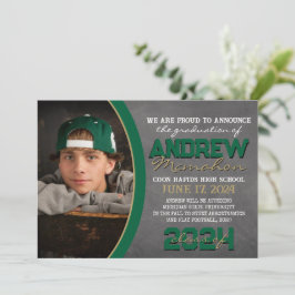 Grönt och bronze Chalkboard Studenten-meddelande Inbjudningar