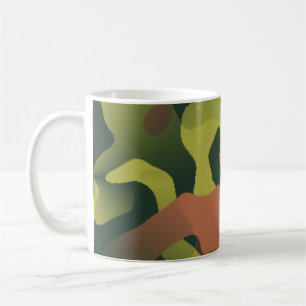 Grönt och Brown Camouflage Mönster Kaffemugg