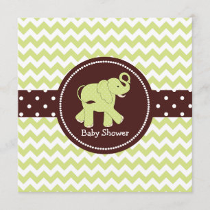 Grönt och Brown Elephant Couple's Baby Shower Inbjudningar