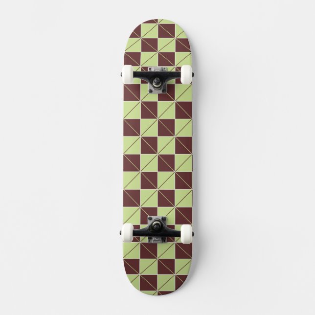 Grönt och Brown Geo Play Skateboard Bräda 21,5 Cm (Framsida)
