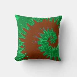 Grönt och Brown Spiral Tie Dye Pillow Kudde