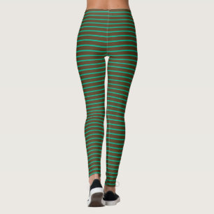 Grönt och brun randig leggings