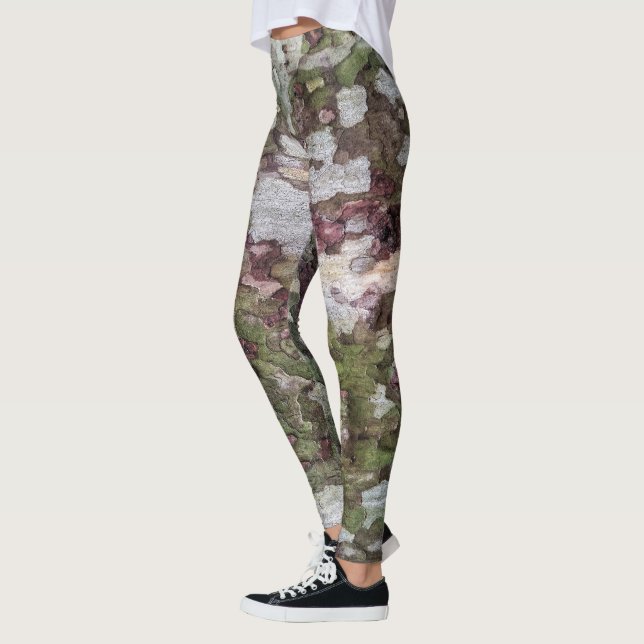 Grönt och brunkamouflage barkkamera leggings (Vänster)