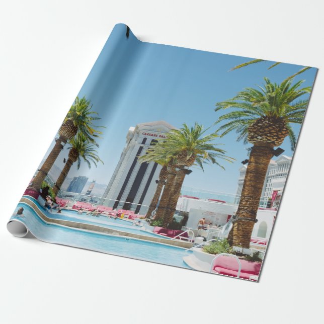 Grönt och brunt handflatan träd presentpapper (Utrullad)