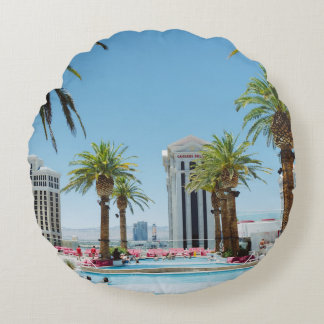 Grönt och brunt handflatan träd rund kudde